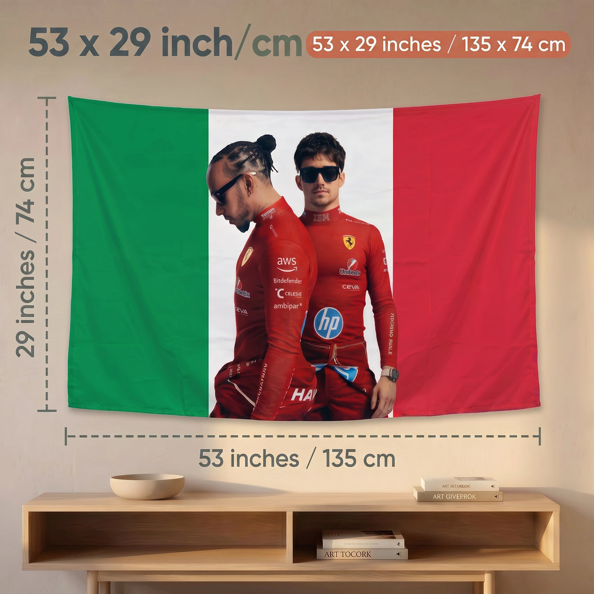 Lewis Hamilton & Charles Leclerc Ferrari F1 Tapestry | Formula 1 Racing Wall Decor