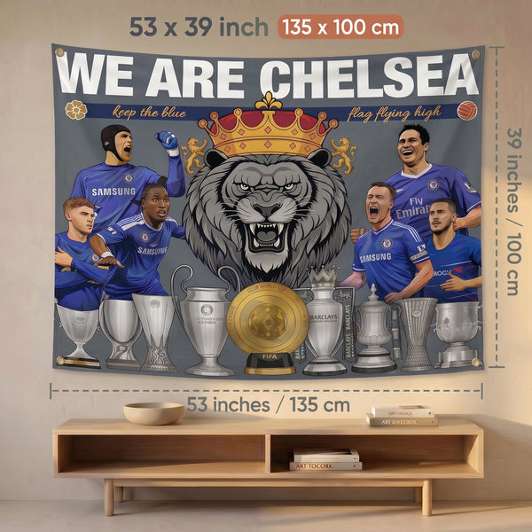 Chelsea FC Wall Tapestry | We Are Chelsea Football Fan Wall Hanging | Premium Polyester Room Decor