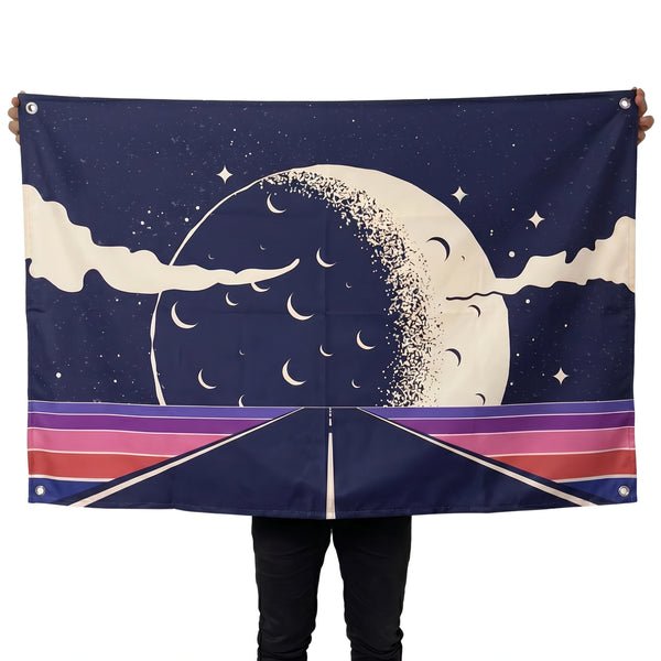 Moon Night Sky Wall Tapestry | Aesthetic Galaxy Moon Landscape Wall Hanging | Premium Polyester Room Decor
