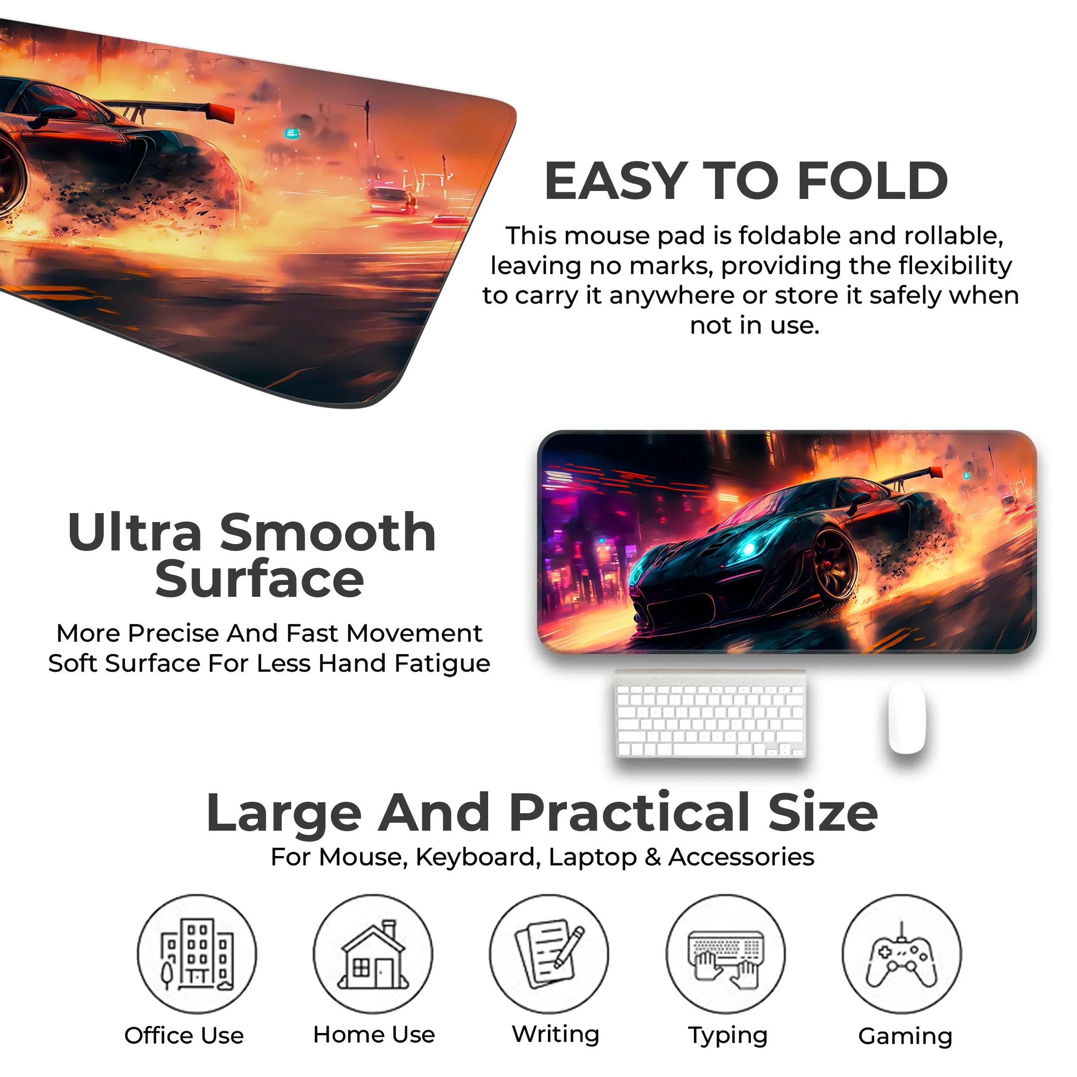 Amazing Car Drifting Design Desk Mat