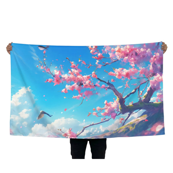 Cherry Blossom Wall Tapestry | Pink Sakura Tree Landscape Wall Hanging | Premium Polyester Nature Room Decor