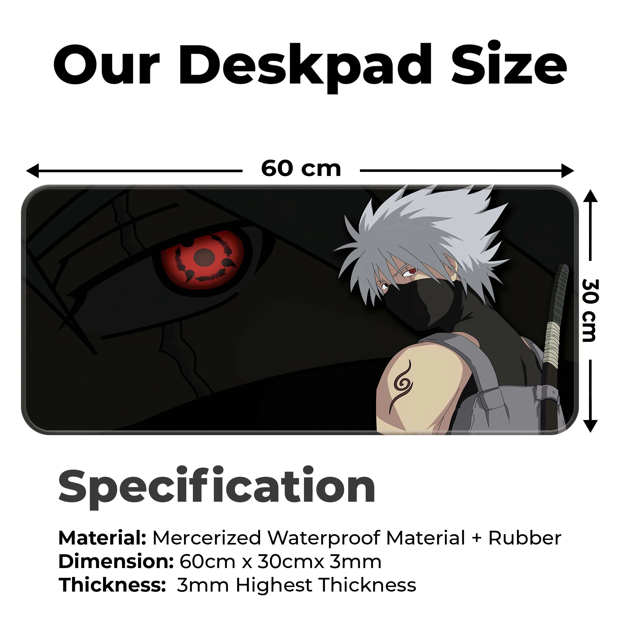 Kakashi Hatake Sharingan Mat – Ninja Warrior Anime Gaming Deskmat