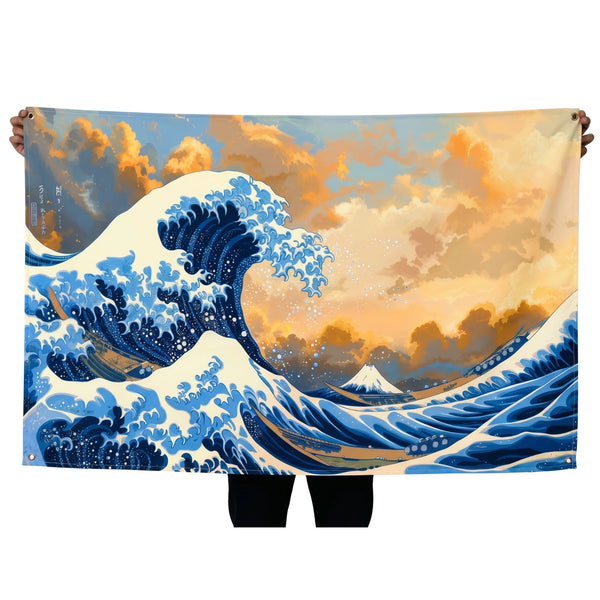 Great Wave Wall Tapestry | Japanese Ocean Wave Landscape Wall Hanging | Premium Polyester Aesthetic Room Decor