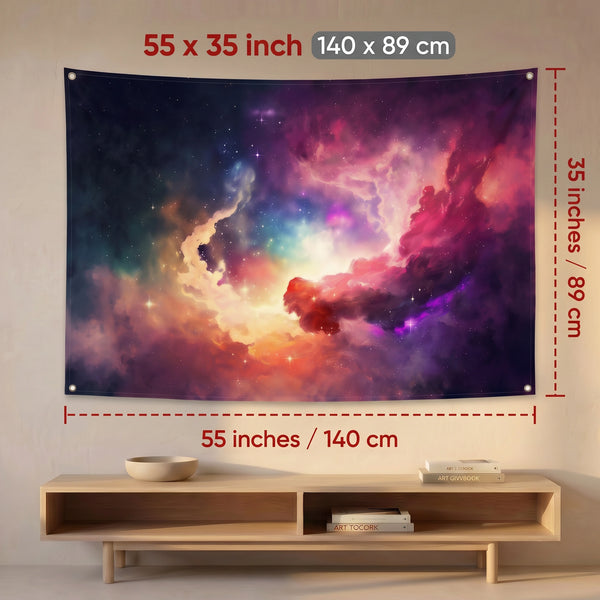 Galaxy Nebula Wall Tapestry | Colorful Cosmic Space Wall Hanging | Premium Polyester Aesthetic Room Decor