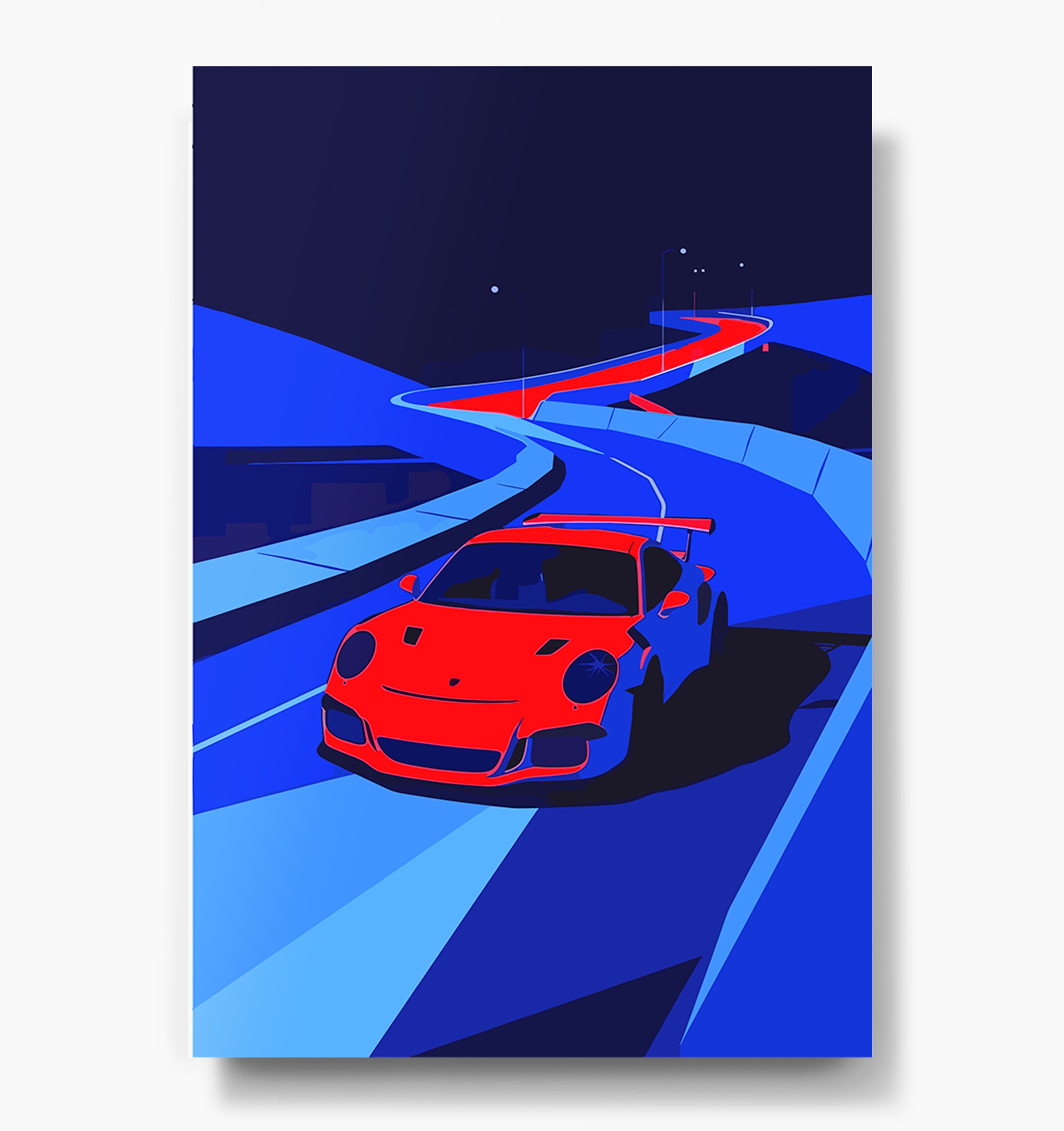 Dynamic Red Sports Car Poster