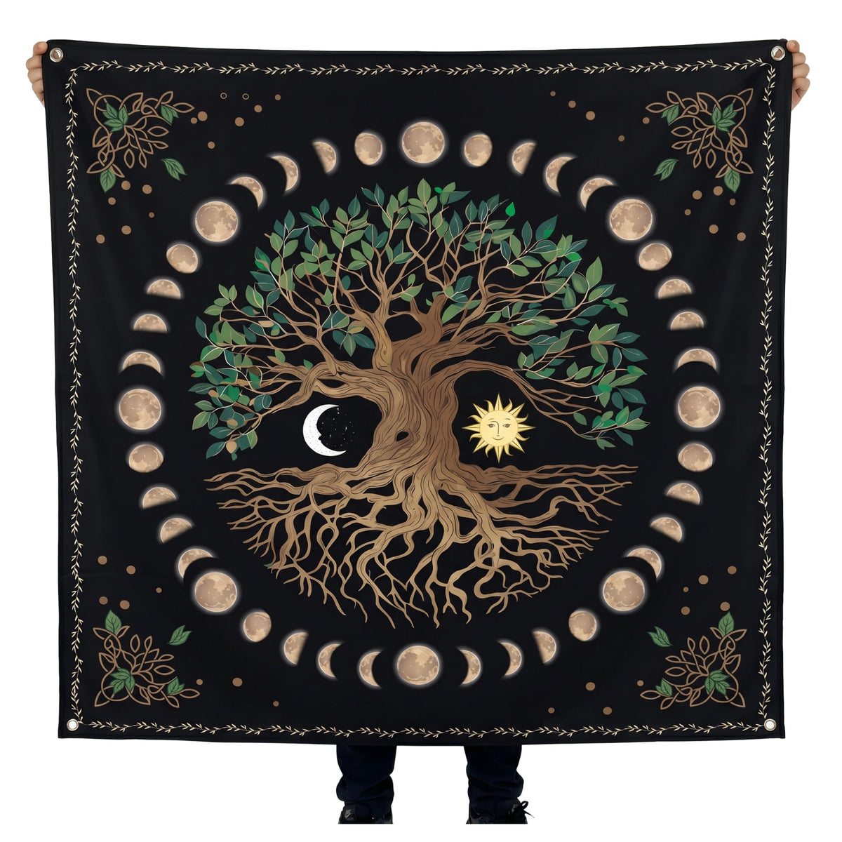 Tree of Life Moon Phase Wall Tapestry | Celestial Boho Wall Hanging | Premium Polyester Spiritual Room Decor