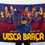 FC Barcelona Visca Barça Wall Tapestry | Football Fan Wall Hanging | Premium Polyester Soccer Room Decor