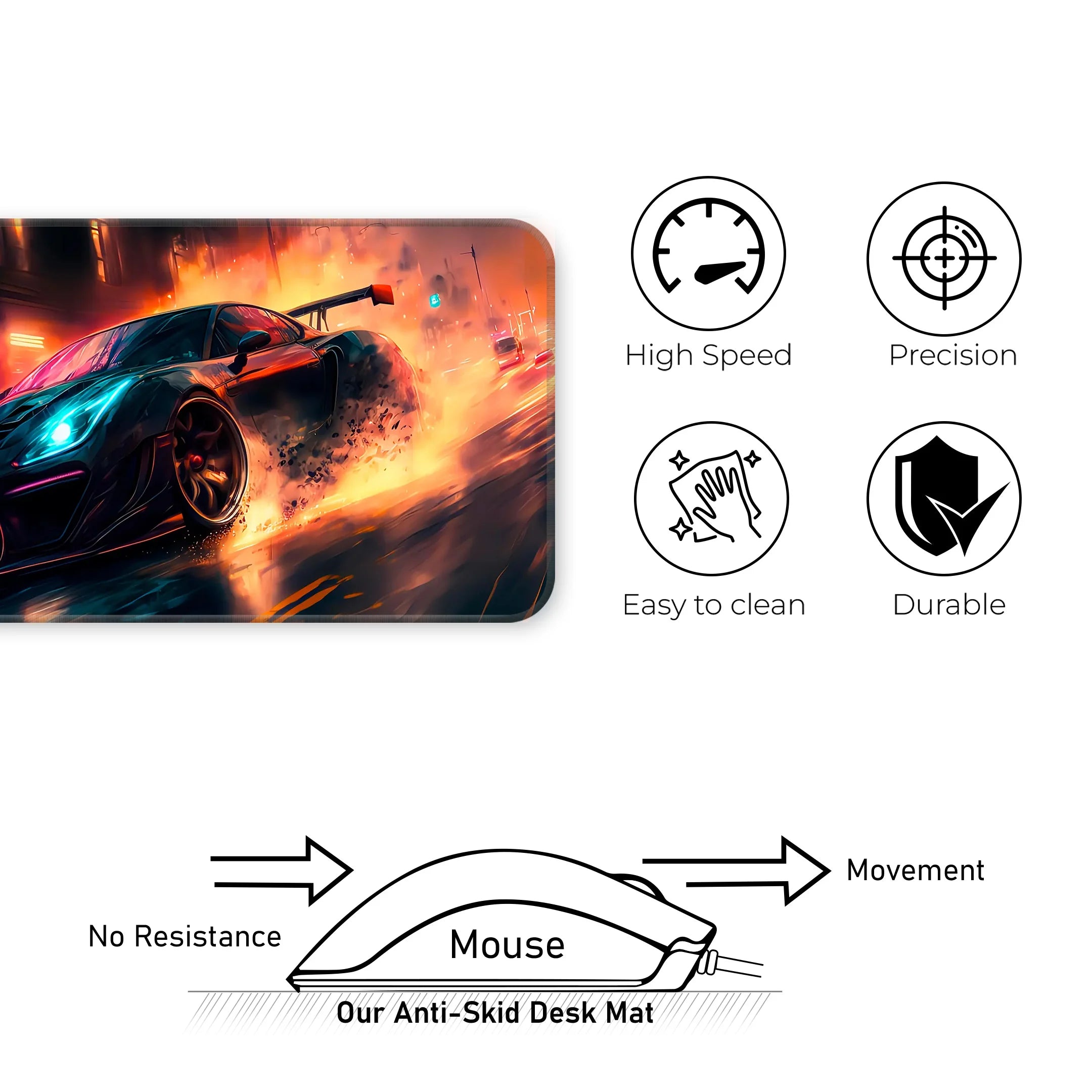 Amazing Car Drifting Design Desk Mat