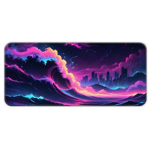 Cyber Wave Mat – Neon Cityscape Gaming Deskmat