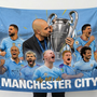 Manchester City Champions Wall Tapestry | Premium Polyester Football Wall Hanging | Soccer Room Decor
