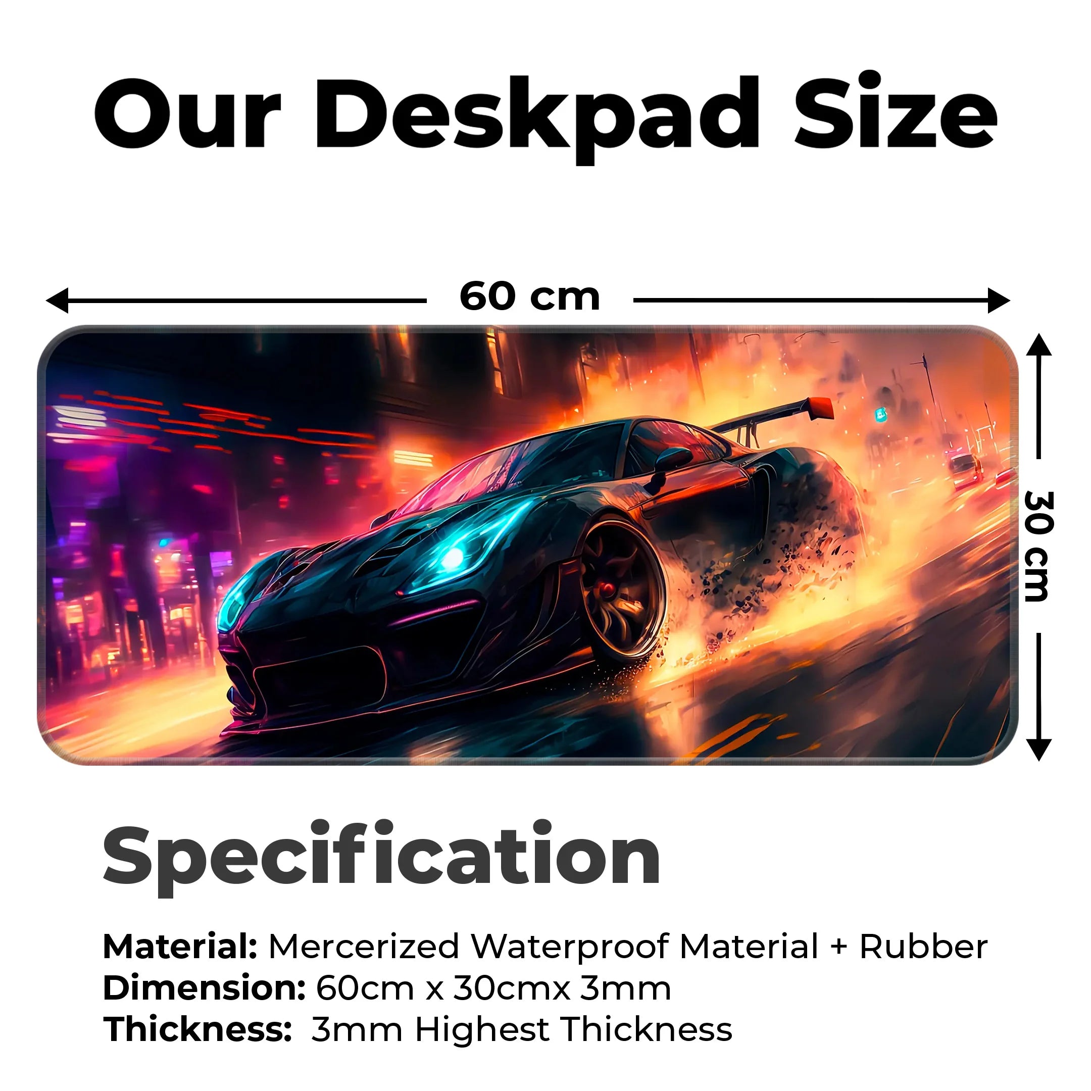 Amazing Car Drifting Design Desk Mat