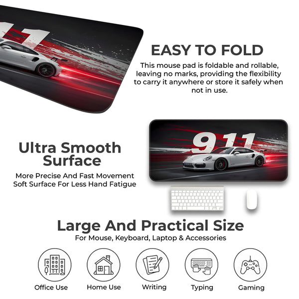 Porsche 911 Carrera White Racing Deskmat