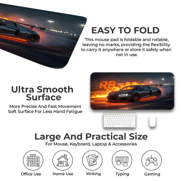 Audi R8 Flames Night Racing Deskmat