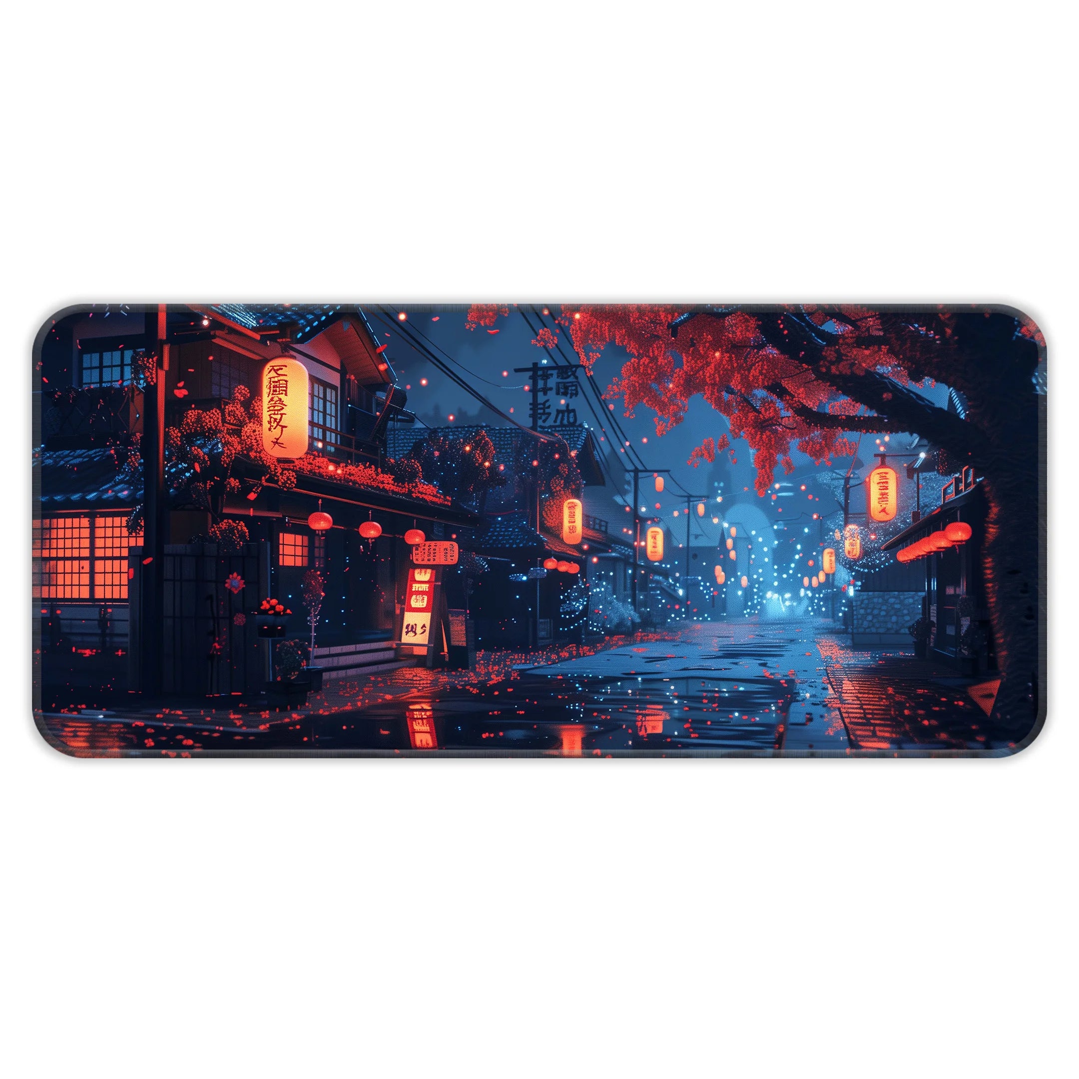 Neon Night in Kyoto Deskmat