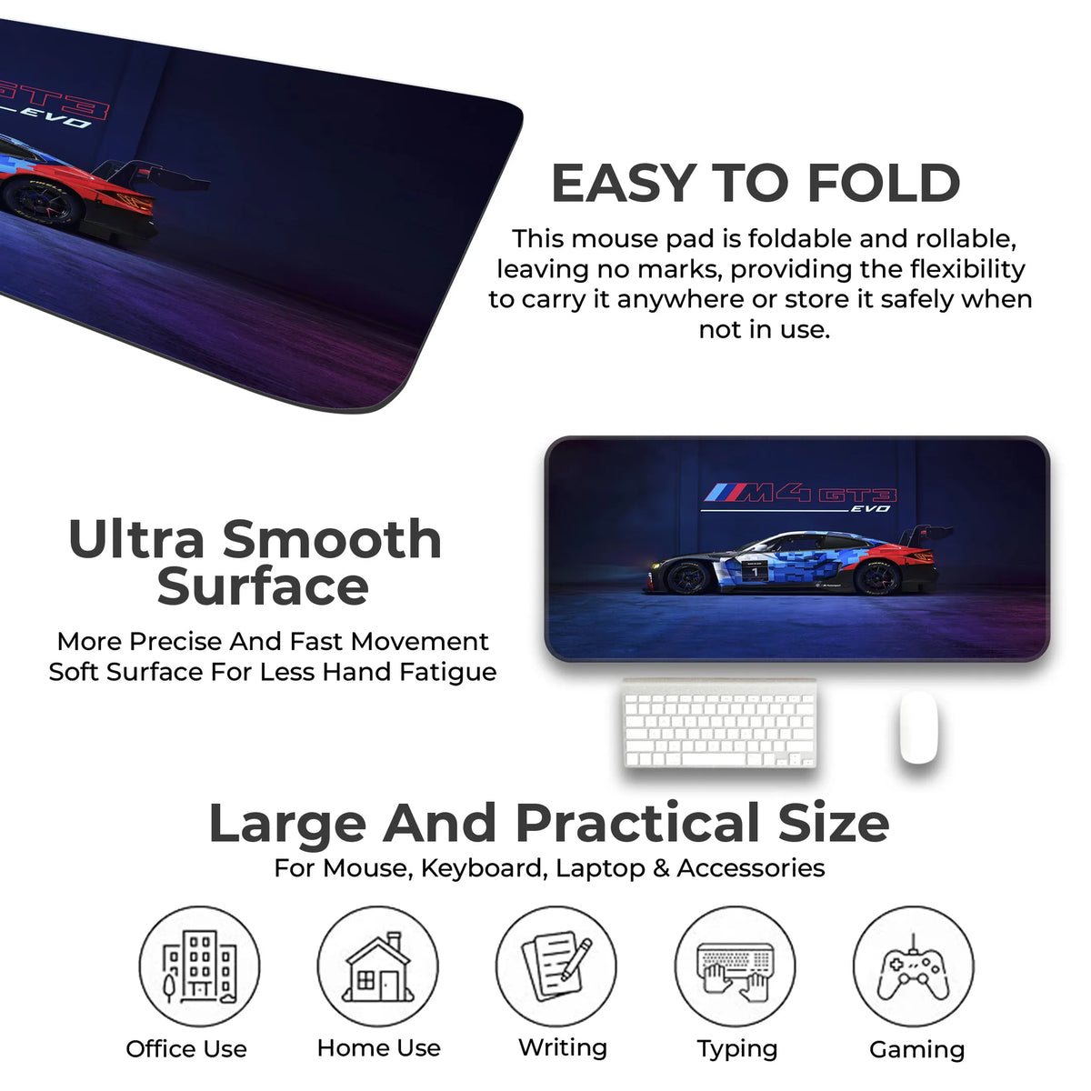 BMW M4 GT3 EVO Racing Side View Deskmat