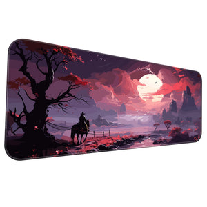 Western Sunset Mat – Cowboy Silhouette Aesthetic Gaming Deskmat