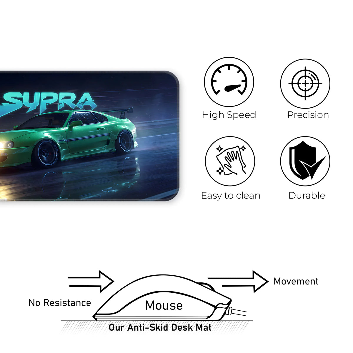 Toyota Supra Green Night Drift Deskmat