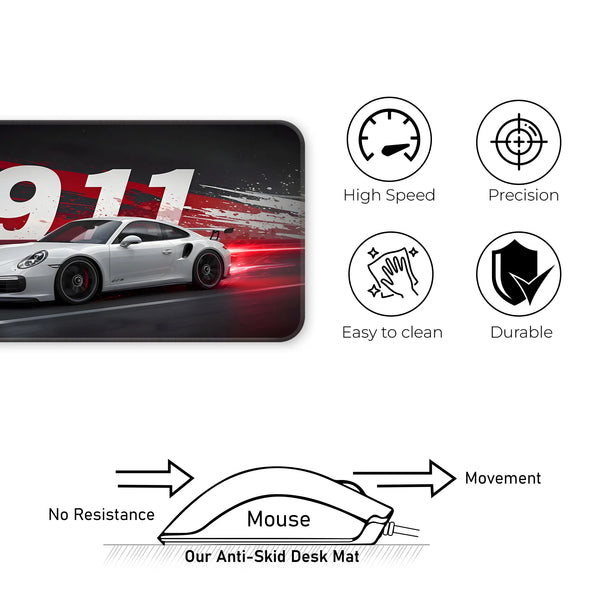 Porsche 911 Carrera White Racing Deskmat