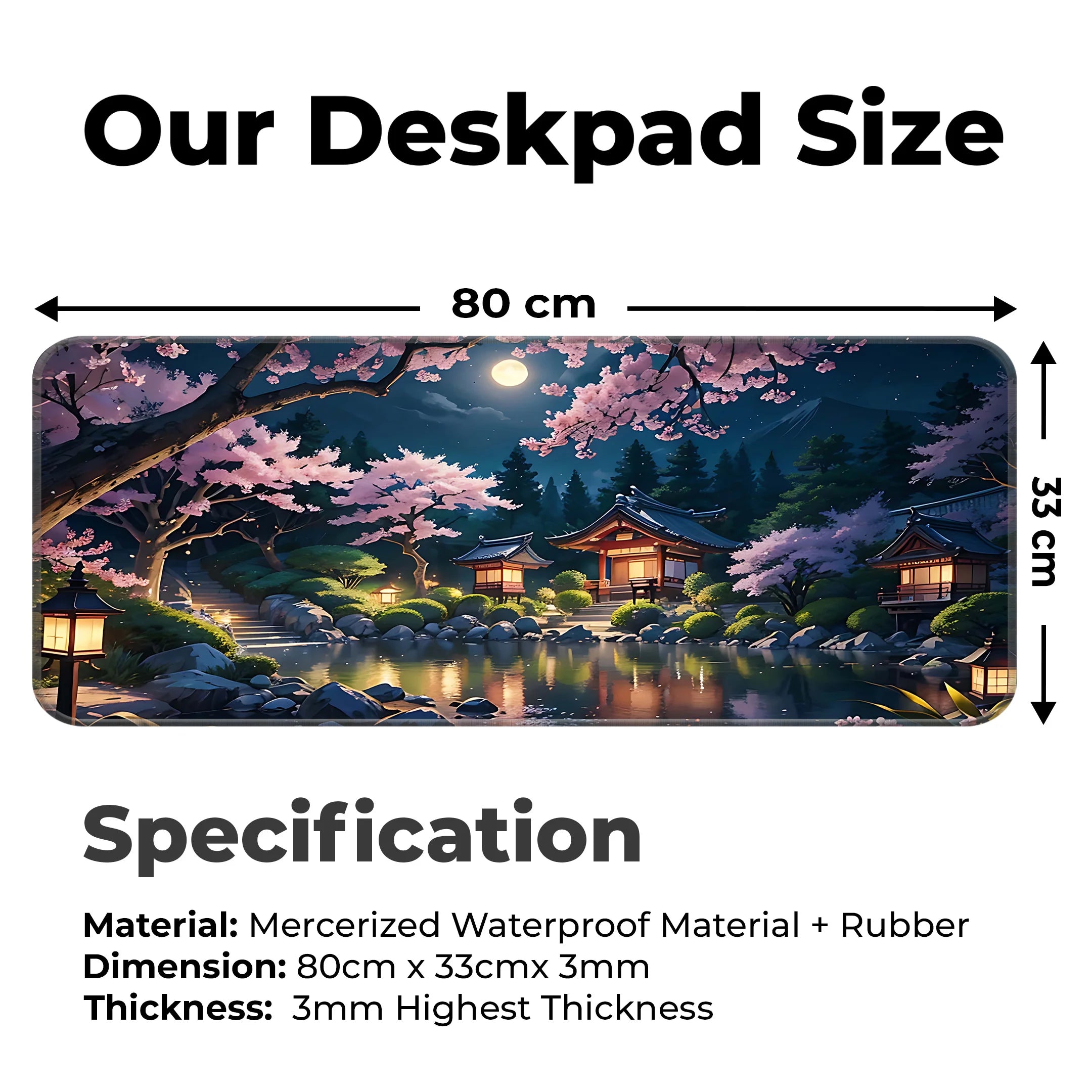 Japanese Sakura Night Scenery Deskmat