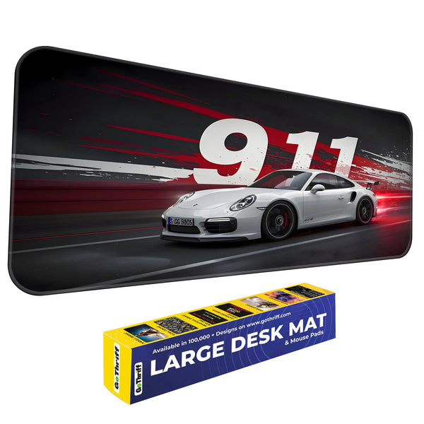 Porsche 911 Carrera White Racing Deskmat