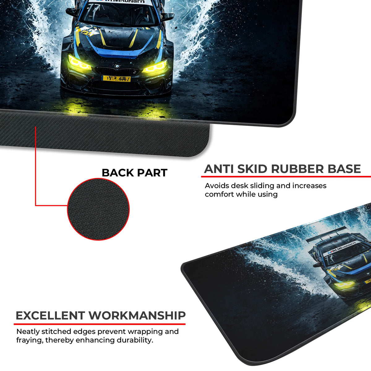 BMW M Motorsport Splash Effect Racing Deskmat