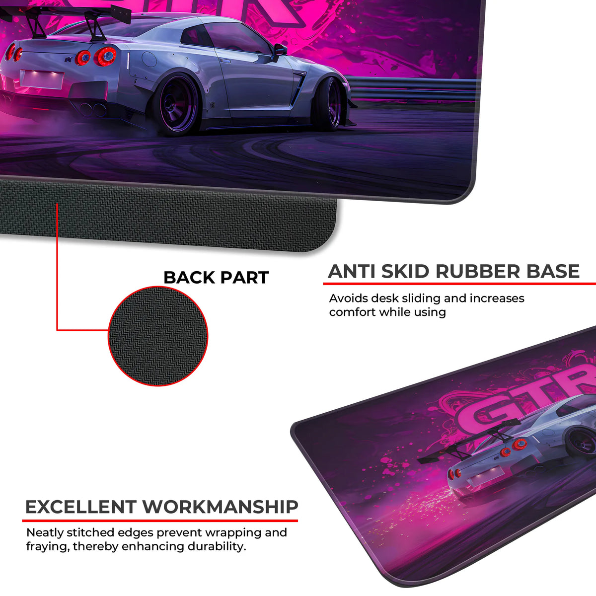 Nissan GT-R Drift Neon Pink Deskmat