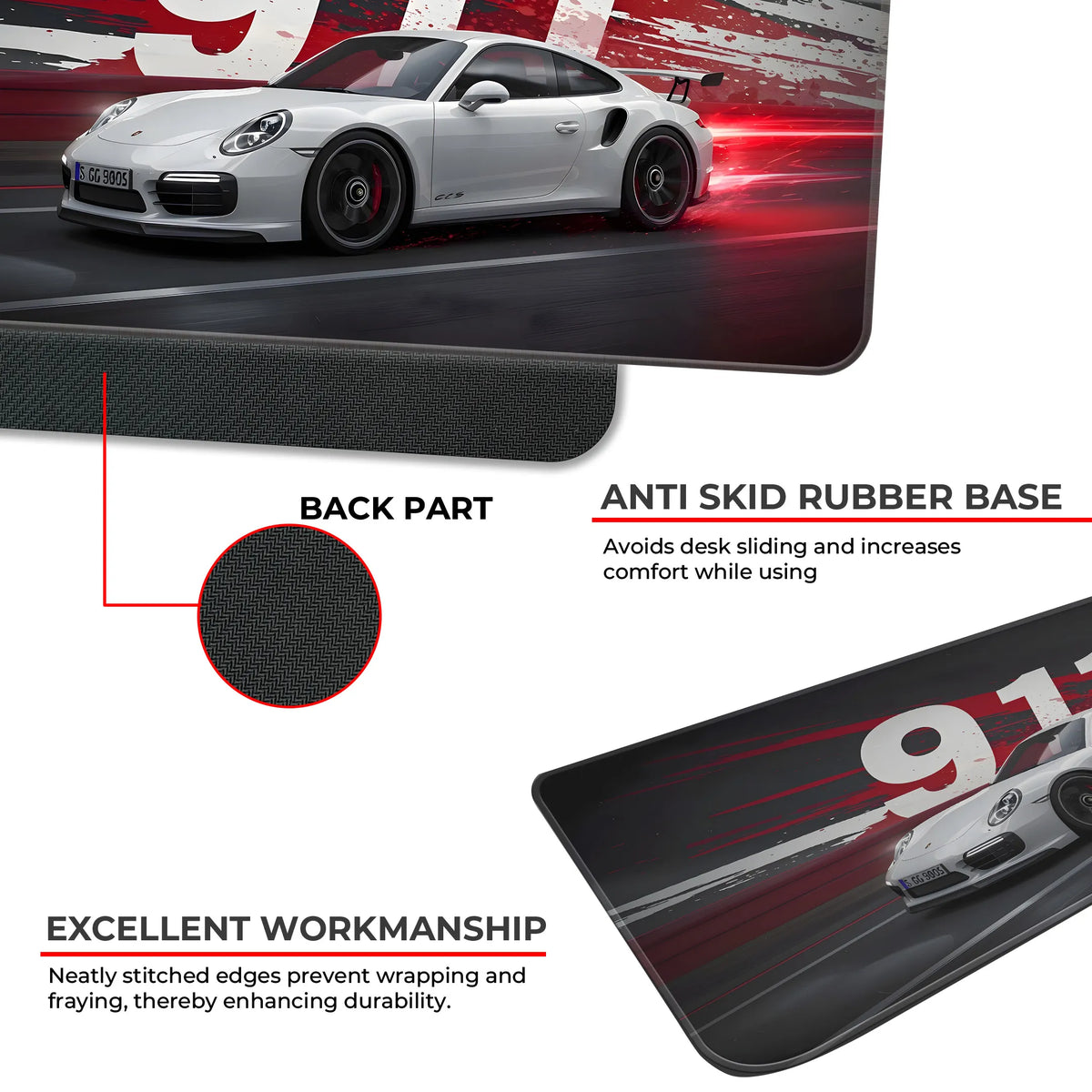 Porsche 911 Carrera White Racing Deskmat