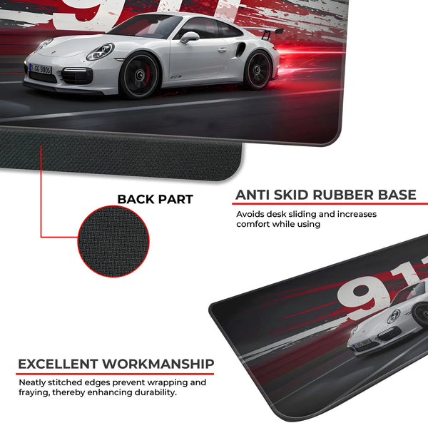 Porsche 911 Carrera White Racing Deskmat