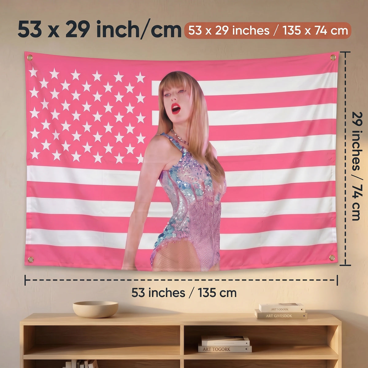 Taylor Swift Pink American Flag Tapestry | Pink Music Wall Decor