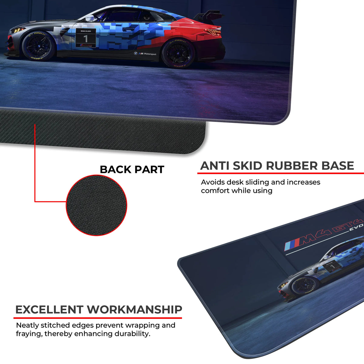 BMW M4 GT4 EVO Racing Side View Deskmat