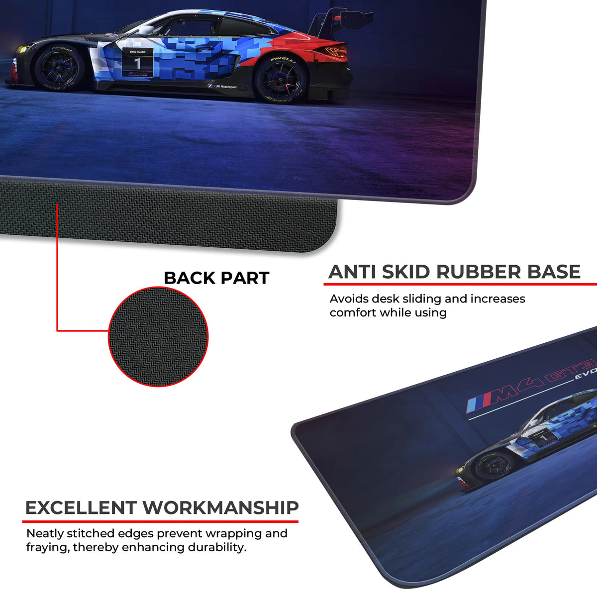 BMW M4 GT3 EVO Racing Side View Deskmat