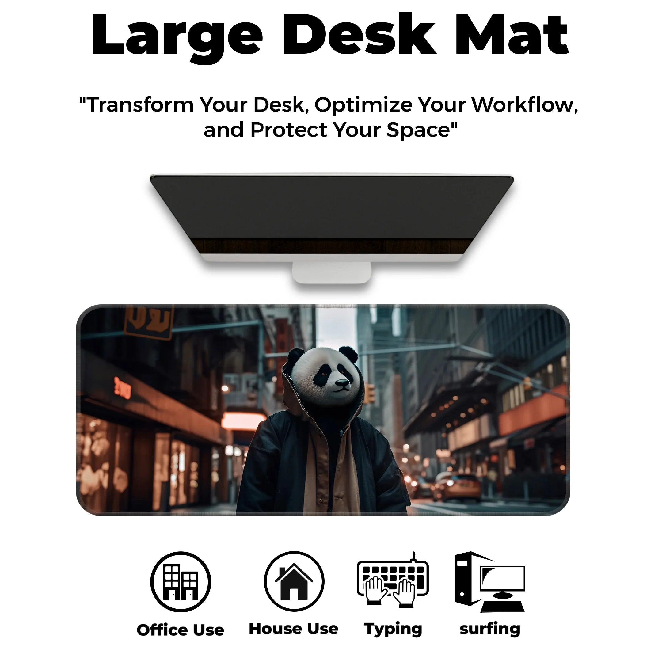 Panda in the hood Deskmat