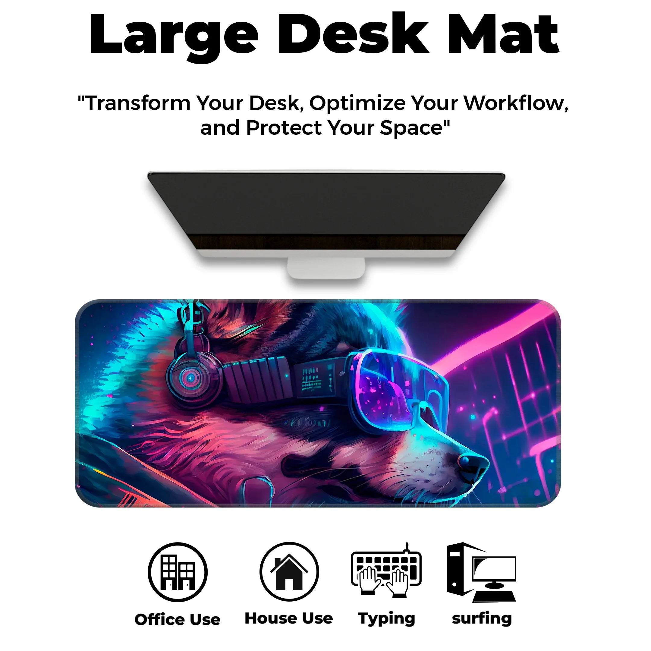 Cyberpunk Husky Deskmat