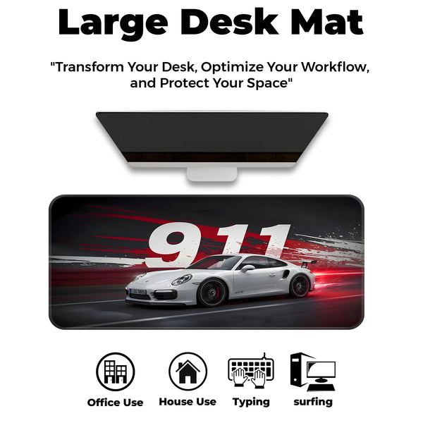 Porsche 911 Carrera White Racing Deskmat