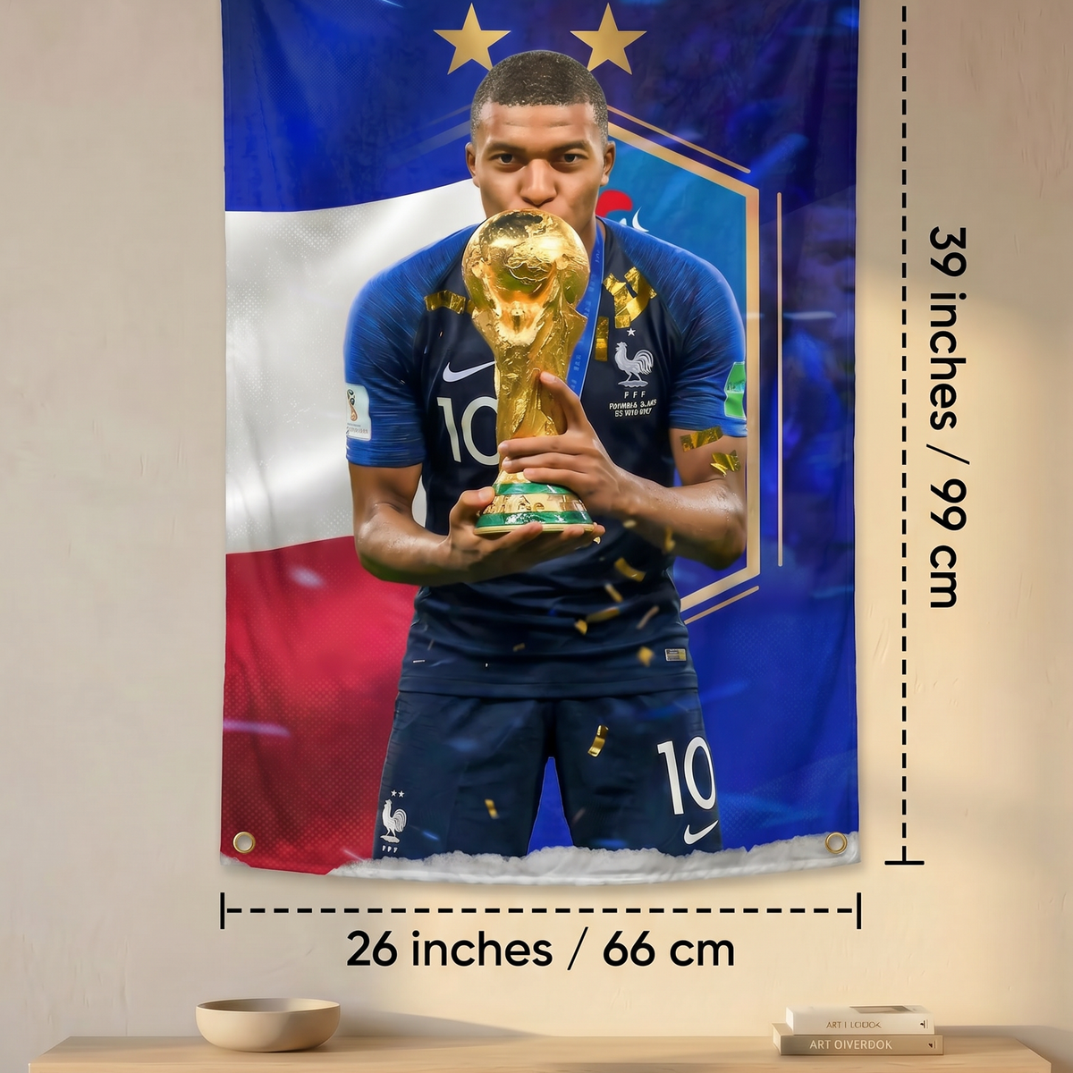 Kylian Mbappé France World Champion Wall Tapestry | Premium Polyester Football Wall Hanging | Sports Room Decor