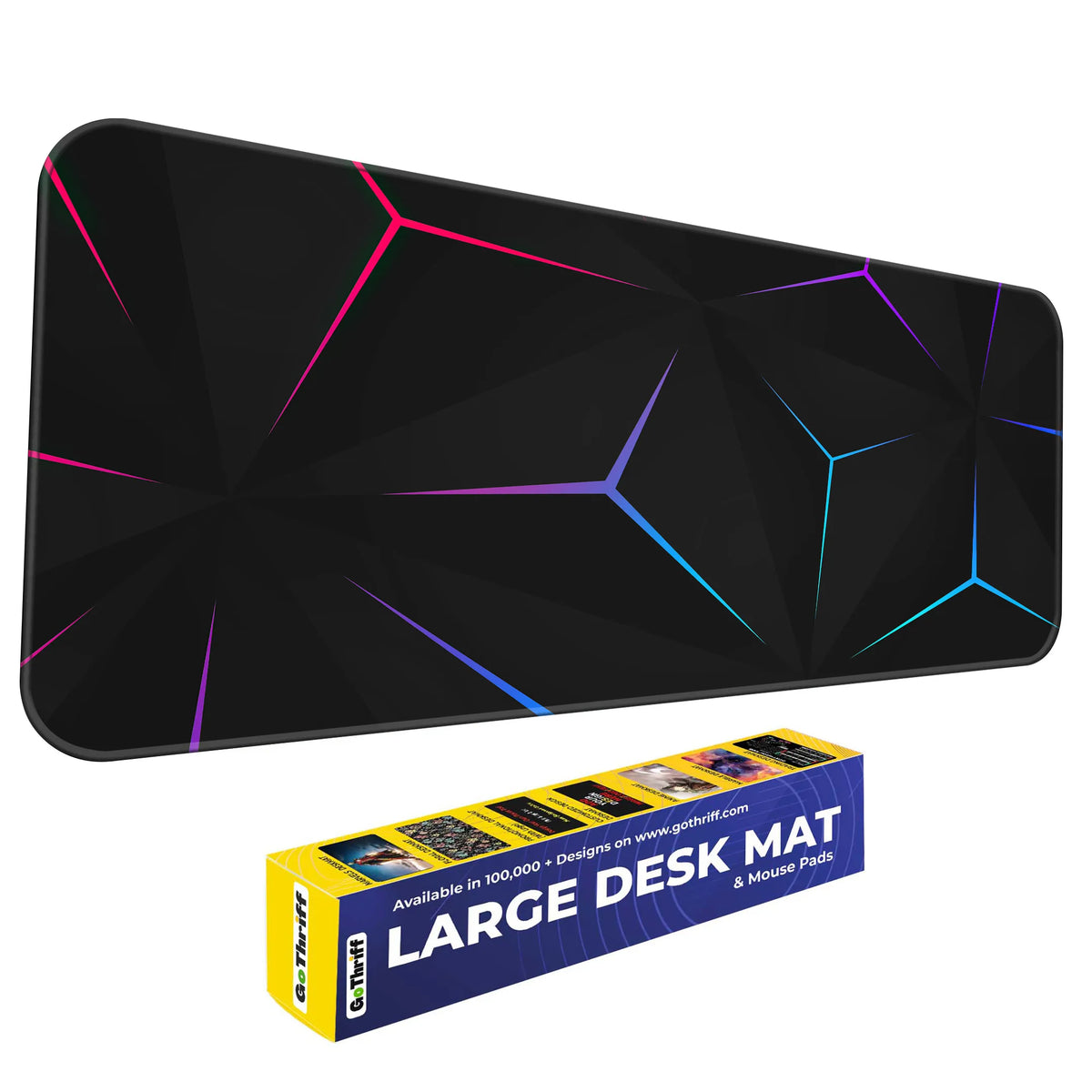 Neon Geometric Prism Abstract Deskmat