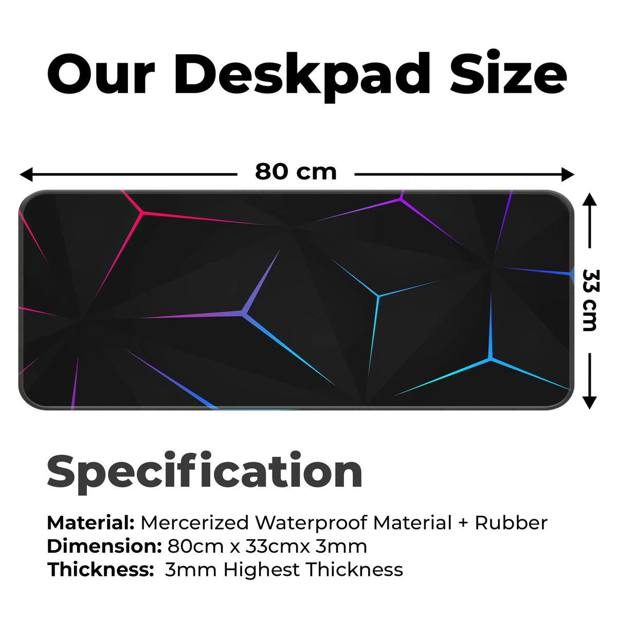 Neon Geometric Prism Abstract Deskmat