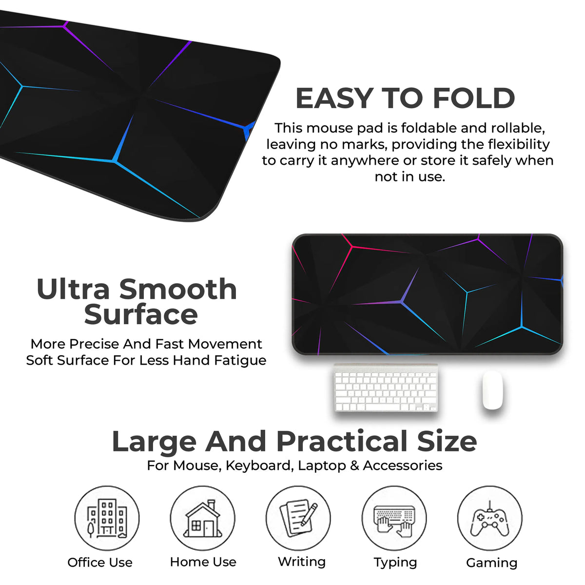 Neon Geometric Prism Abstract Deskmat