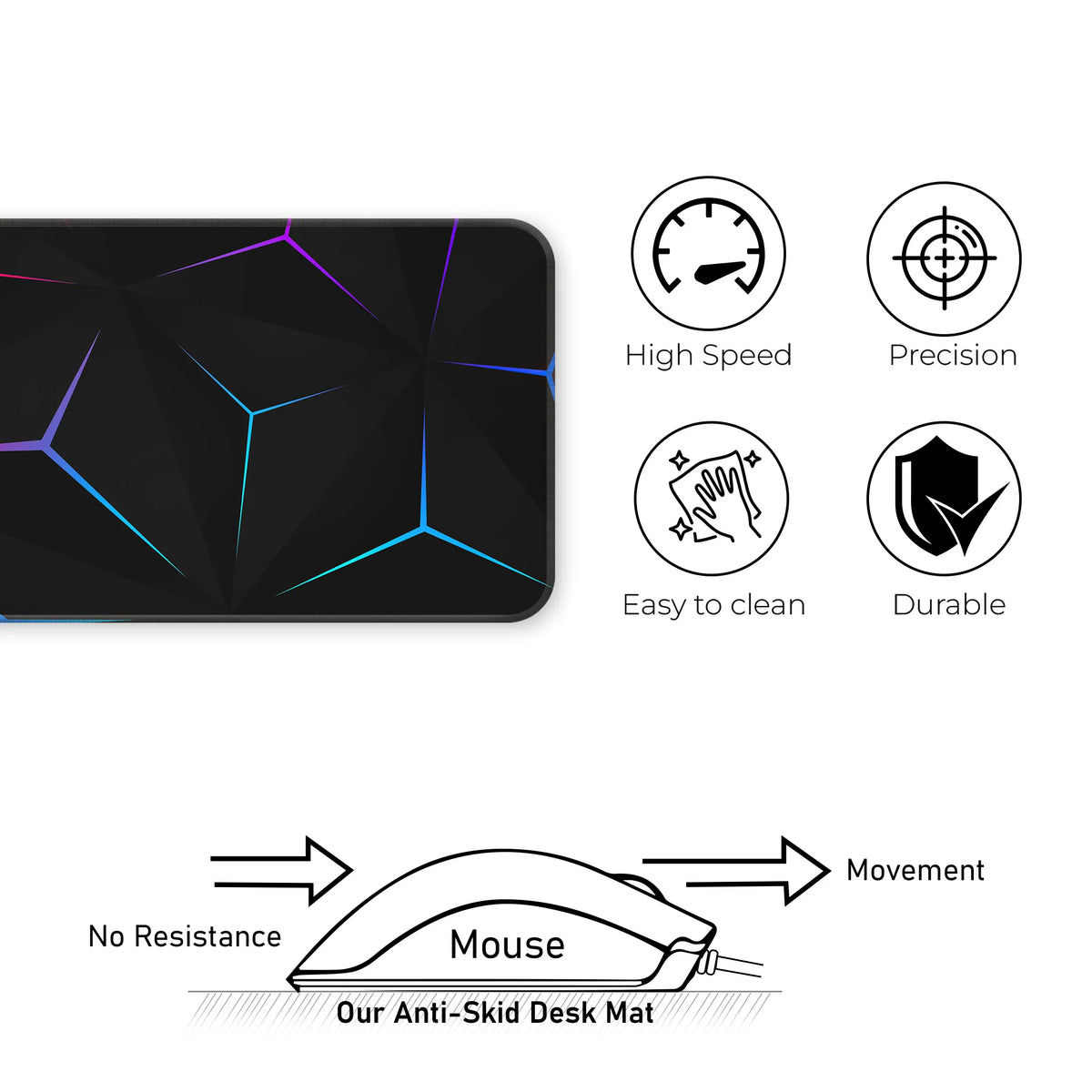 Neon Geometric Prism Abstract Deskmat