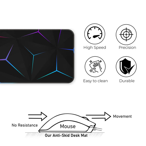 Neon Geometric Prism Abstract Deskmat