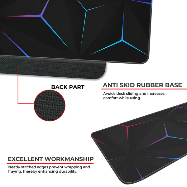 Neon Geometric Prism Abstract Deskmat