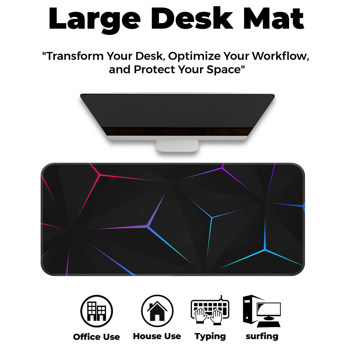 Neon Geometric Prism Abstract Deskmat