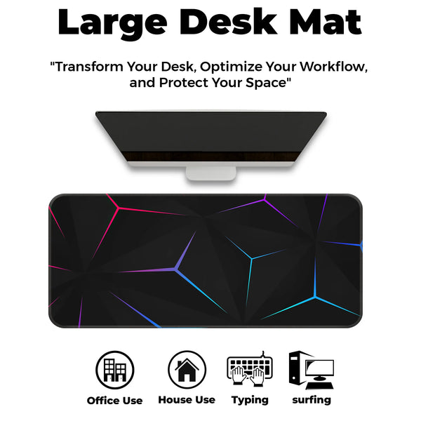 Neon Geometric Prism Abstract Deskmat