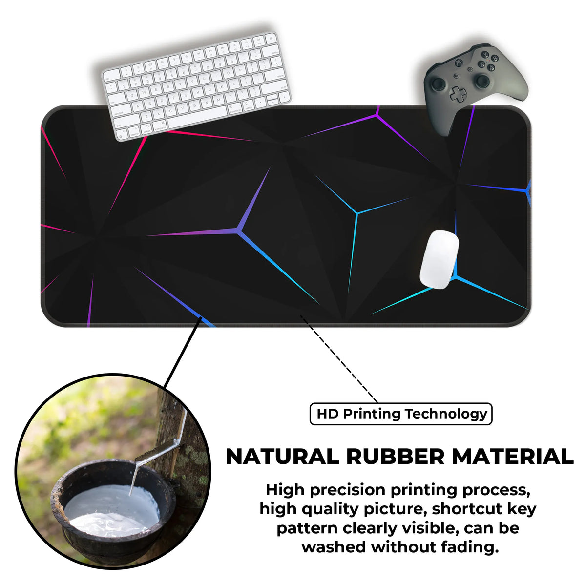 Neon Geometric Prism Abstract Deskmat