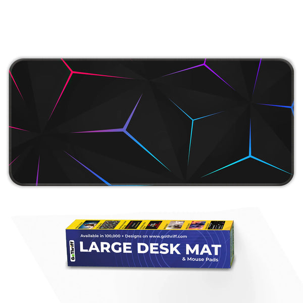 Neon Geometric Prism Abstract Deskmat