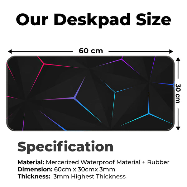 Neon Geometric Prism Abstract Deskmat