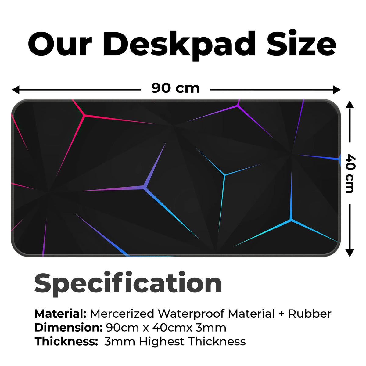 Neon Geometric Prism Abstract Deskmat