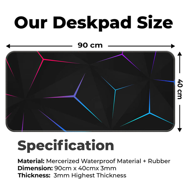 Neon Geometric Prism Abstract Deskmat