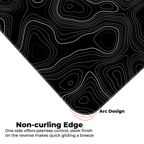 Black Topographic Line Pattern Deskmat