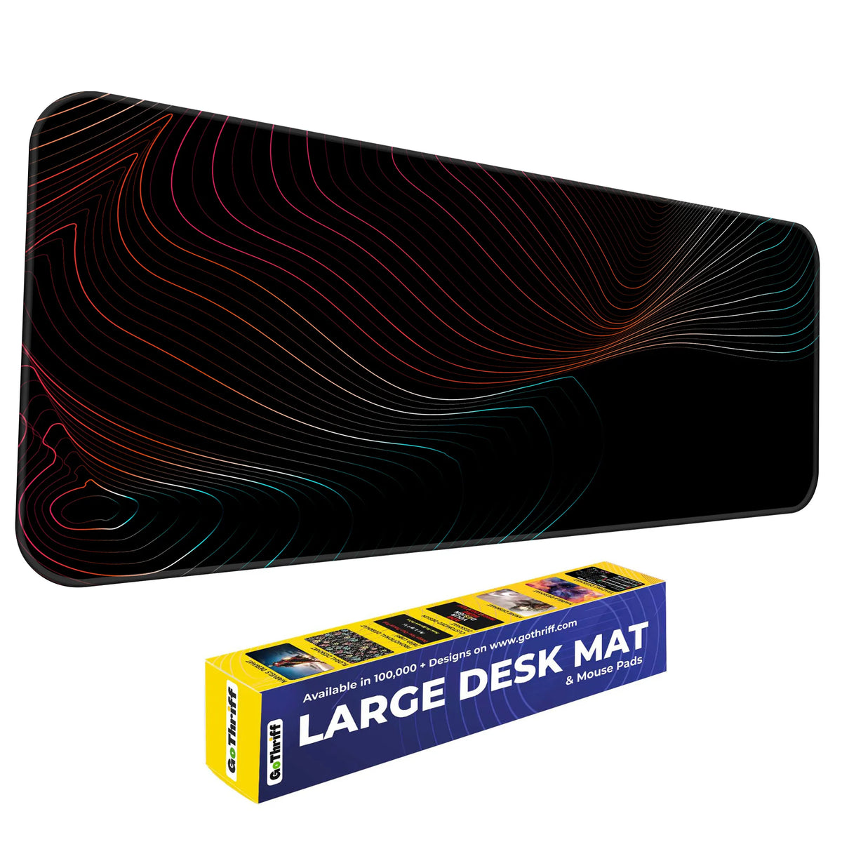 Neon Flow Lines Dark Abstract Deskmat